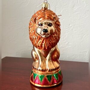 European Blown Glass Santas Best Gold Circus Lion Christmas Ornament